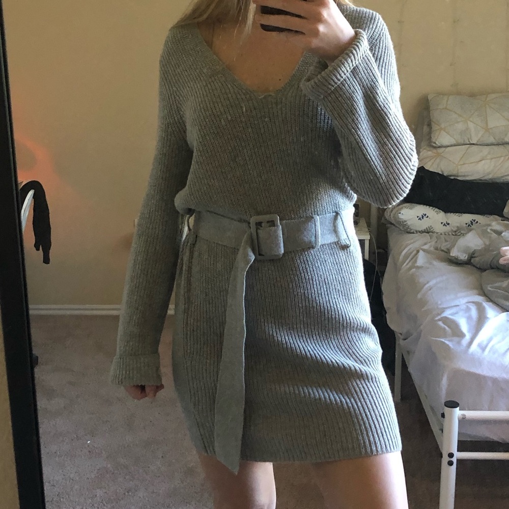 Gray Retro inspired sweater dress medium